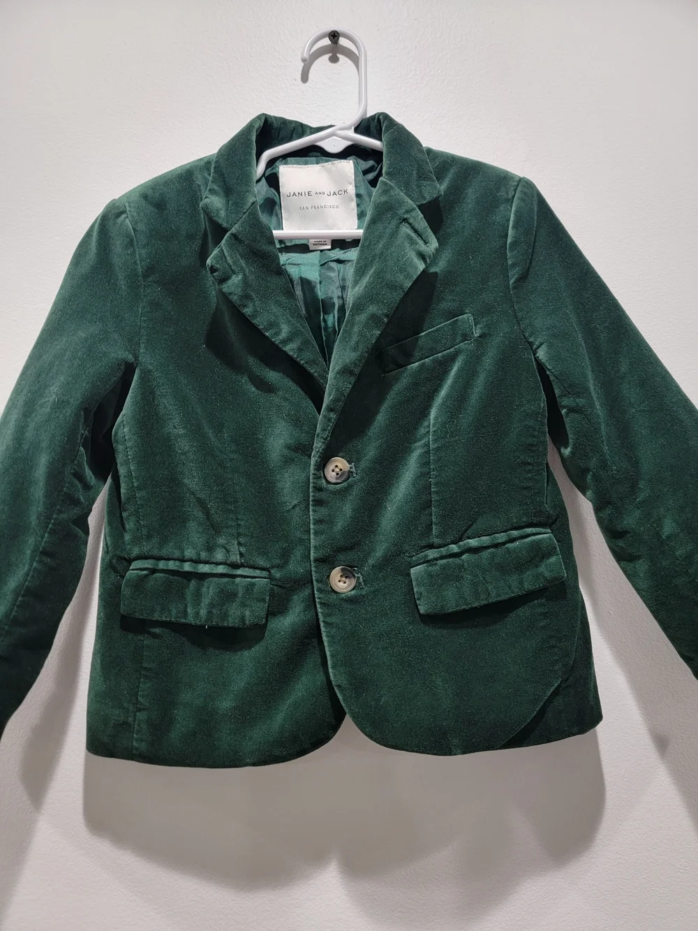 Janie and Jack Dark Green Velvet Kids Blazer